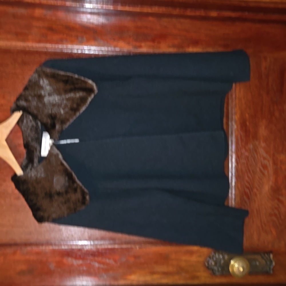 Nine West Cardigan Faux Fur Collar
